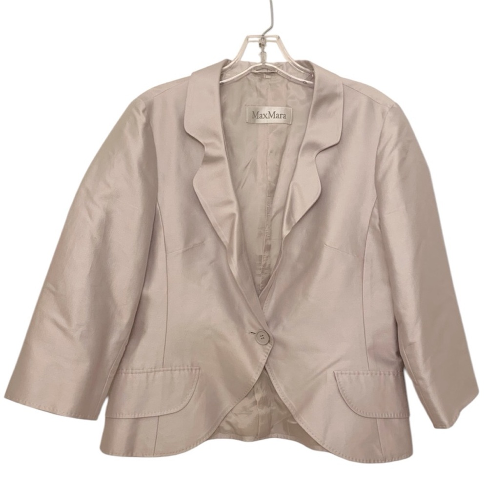 MAX MARA METALLIC LIGHT GREY BLAZER